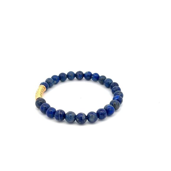18K Gold Tube Lucky Charm Bracelet Gemstones September Birthstones Lapis Lazuli - Picture 3 of 5